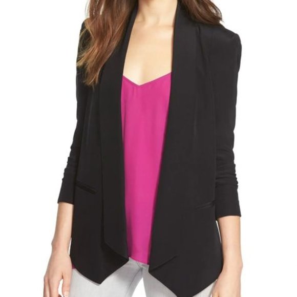 REBECCA MINKOFF 'Becky' Long Tuxedo Blazer Silk Sz 2 - Picture 1 of 12